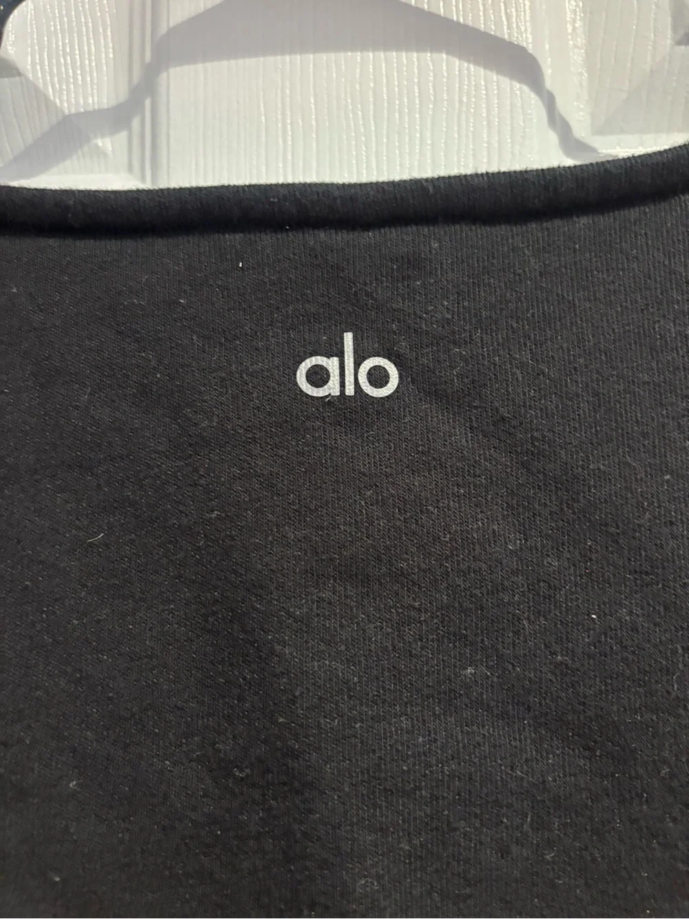 ALO Yoga Black Long-Sleeve Pullover with Mesh V-Inset